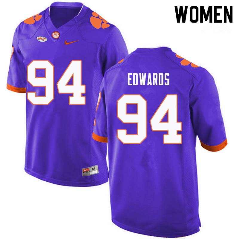 Women #94 Jacob Edwards Clemson Tigers College Football Jerseys Sale-Purple - Click Image to Close